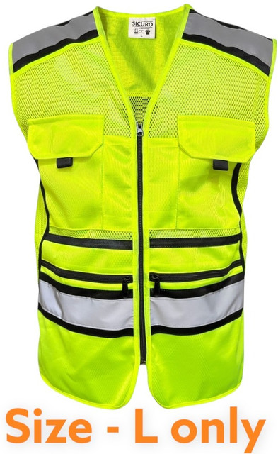 sicuro Hi Visibilty Neon Green Jacket suitable for construction, Road  Safety Airports Safety Jacket