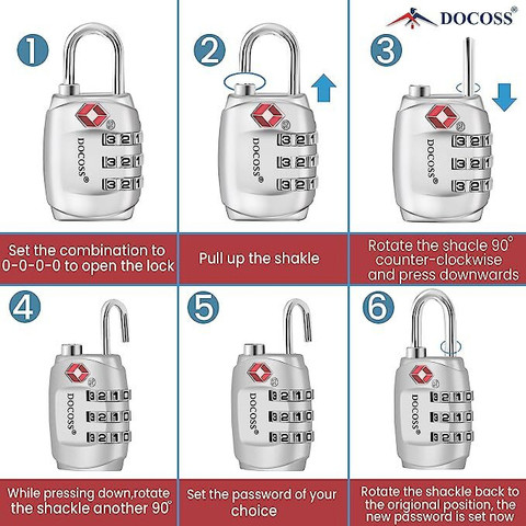DOCOSS Set of 331 Metal TSA Lock for Bag/TSA Lock Number Password Travel  Lock Safety Lock