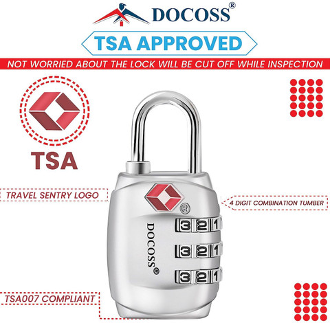 DOCOSS Set of 331 Metal TSA Lock for Bag/TSA Lock Number Password Travel  Lock Safety Lock