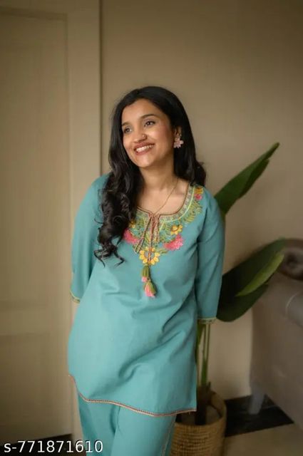 sa2 Women Pure Cotton Ethnic Top Pant Set - Image 5