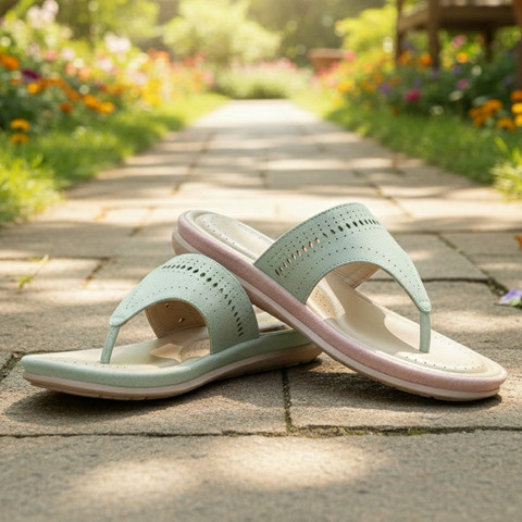 DOCTOR EXTRA SOFT Flat Memory Foam Slippers/FlipFlops Comfortable Sandals  Adjustable Strap Women Flats