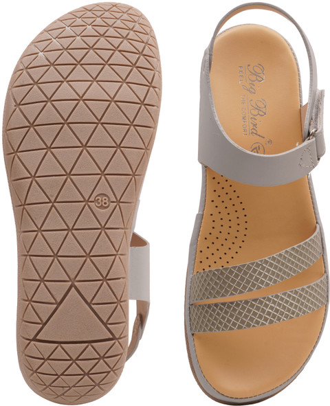 Big Bird California Style Trendy Flat Casual Slip-Ons Sandals for Women  Girls (Grey) Women Casual