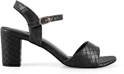 LaSancy Ankle-Strap WOVEN-DESIGN Fashion Block Heel Sandals Heel