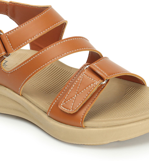 CARLTON LONDON Women's Adjustable Velcro Strap Comfort Sandals
