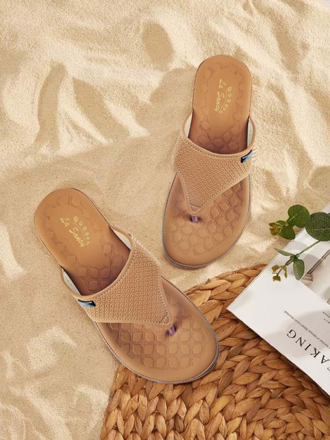 LaSancy Slip-On COMFORT Flat Slippers Soft Cushioned Footbed Sandals  Heel: Inch Women Flats