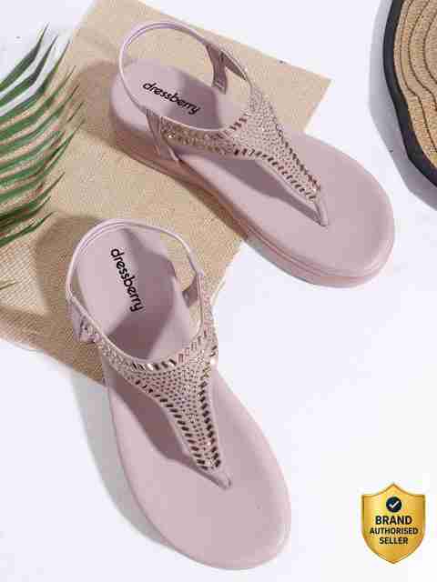 Dressberry Women Flats Sandal Pink Size 6 - Image 4
