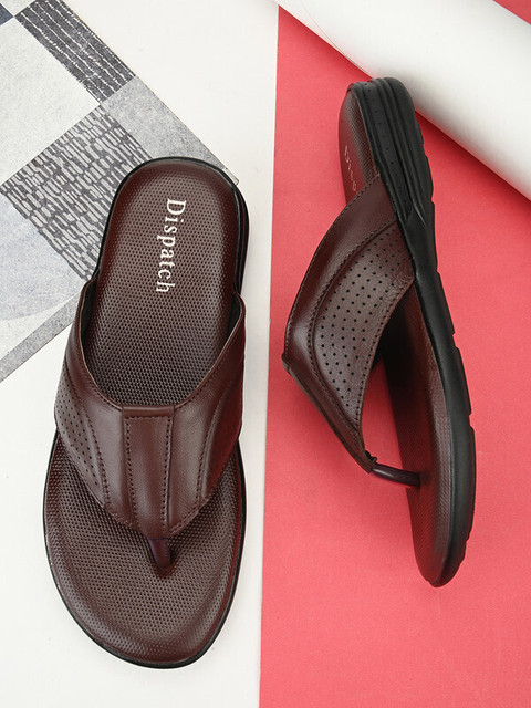 Dispatch Black Genuine Leather Slipper Sandals Men Sandals