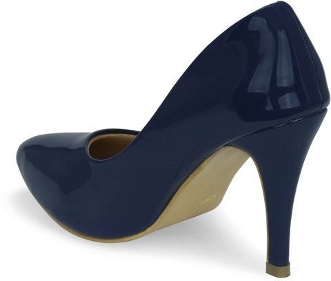Get Glamr Women's Navy Blue Solid Closed Back Casual Pumps Women