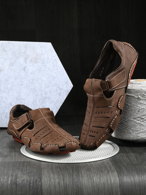 Hitz Shoes Leather Slip On Sandals Mens Hitz Brown Leather Sandal
