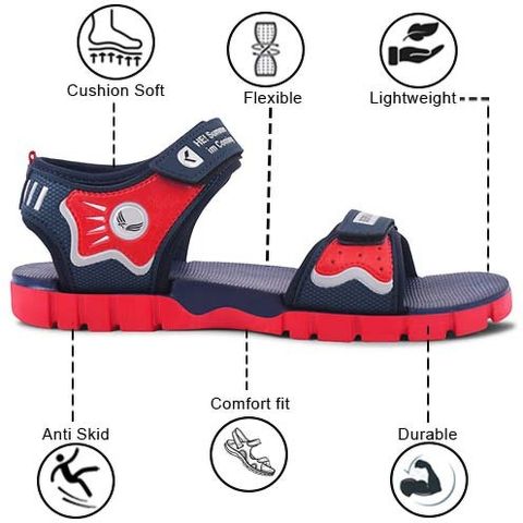BERSACHE Boys Velcro Sports Sandals Red 11-12 Years - Image 8
