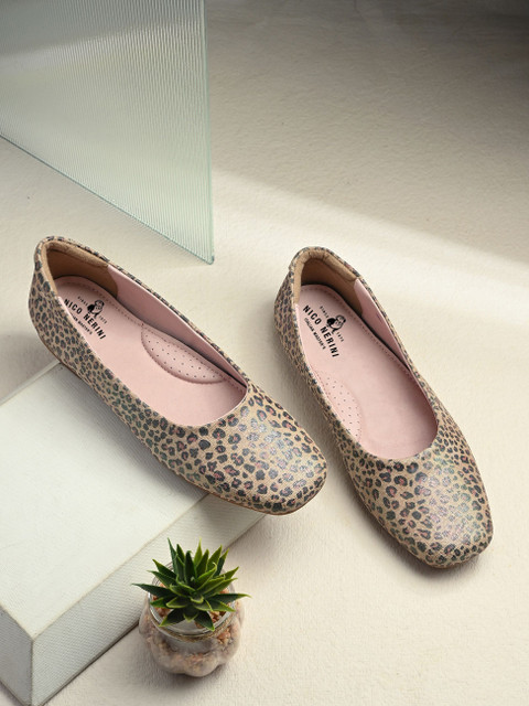 Nico Nerini Brown Leopard Print Leather Ballet Flats Trendy Casual