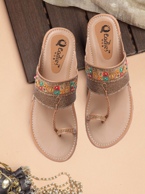 ladies hub Fancy Party Wear Wedding Special Ethnic Kolhapuri Slippers  Footwear Women Flats