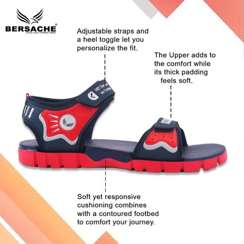 BERSACHE Boys Velcro Sports Sandals Red 11-12 Years - Image 7