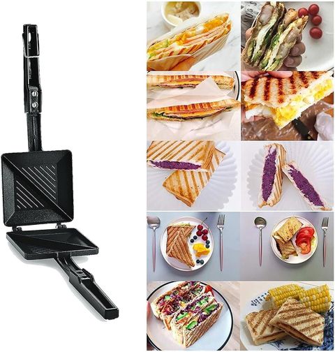 BLLUEX Non-Stick Aluminum 2-Cut Gas Toaster Crispy Grilled Sandwich Maker Toast Sandwich Maker (Black) - Image 6
