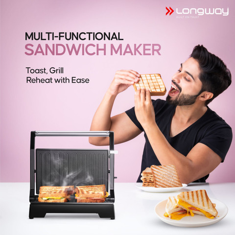 Longway Crisp Master 1000 W Panini Sandwich Maker, Toaster Grill
