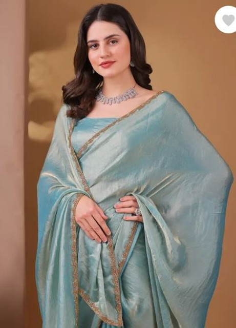 Saaransh Solid/Plain, Self Design Bollywood Chiffon, Crepe Saree