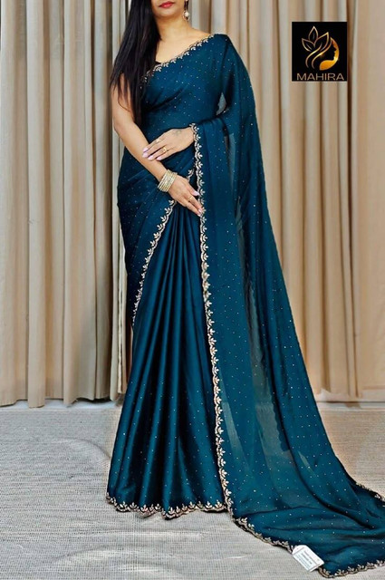 ksevencreation Embellished Bollywood Chiffon Saree