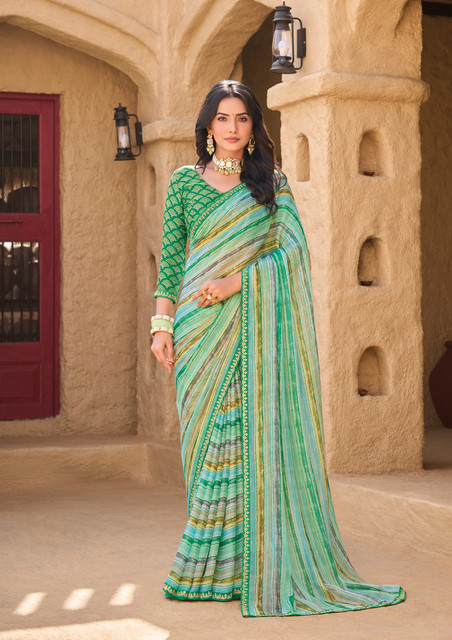 Buy Laxmipati sarees Printed Bollywood Chiffon Multicolor Sarees