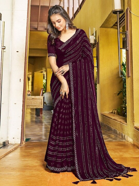 LAKHADATARI PRINTS Self Design Bollywood Chiffon, Georgette Saree