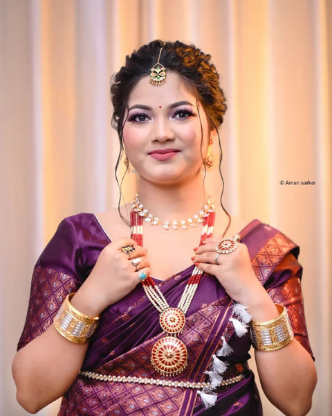 rosecloud Woven Mekhela Chador Silk Blend Saree