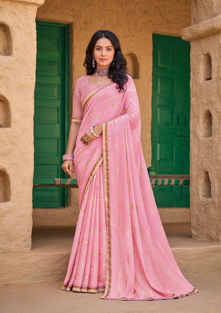 Buy Laxmipati sarees Printed Bollywood Silk Blend Pink Sarees