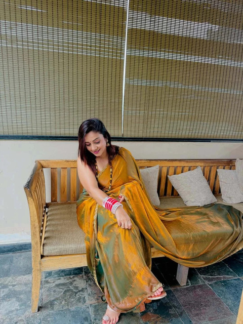 Vraggi Self Design Bollywood Chiffon, Pure Silk Saree