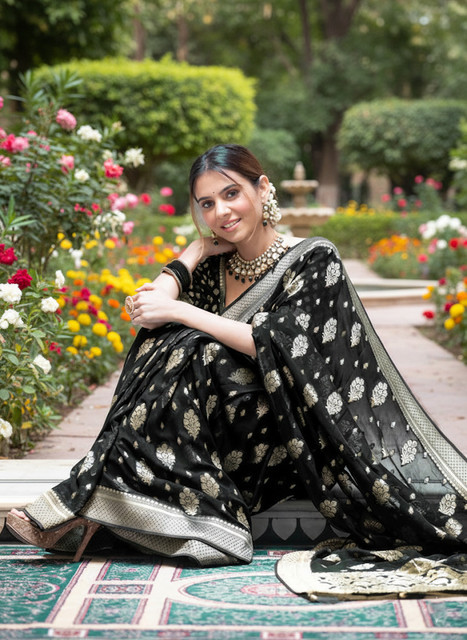 Bindi Woven, Self Design Banarasi Art Silk, Silk Blend Saree