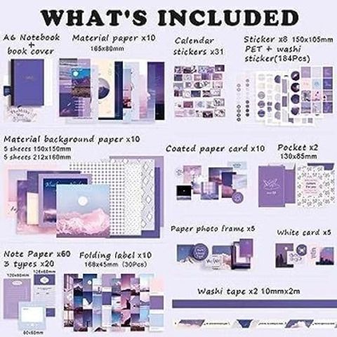 SANCORP 346pcs Journal Supplies Kit Vintage Scrapbook Stickers Pack for ...