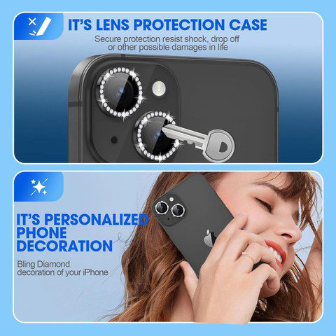 suoman Camera Lens Protector for iPhone 15, iPhone 15 Plus
