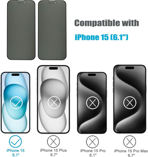 Hamz Edge To Edge Tempered Glass for iPhone 15 Matte Privacy Glass Protector
