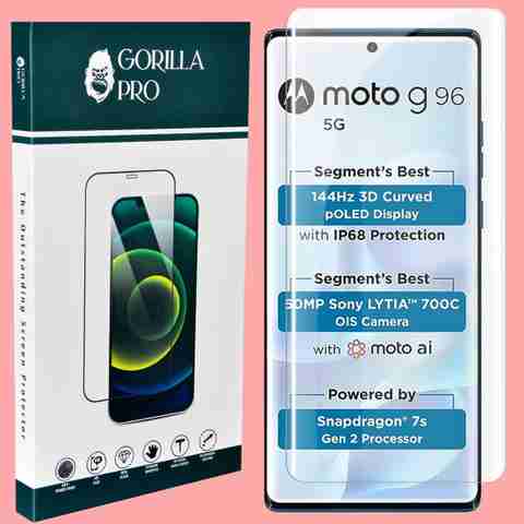 GORILLA PRO Edge To Edge Tempered Glass for MOTOROLA G96 5G, Moto G96 5G  Primium Quality Uv Glass