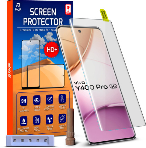 FAVJIP Edge To Edge Tempered Glass for Vivo Y400 Pro, Vivo Y400 Pro 5G, 3D  Curved Screen Guard Protector with Easy Installation Kit
