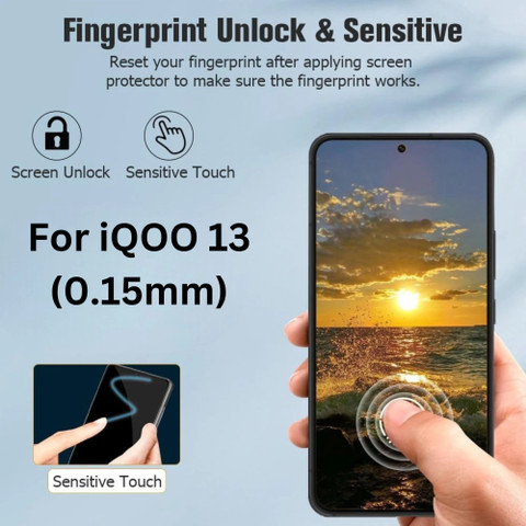 iWishKart Edge To Edge Tempered Glass for IQOO 13 5G, IQOO 13, IQ 13  iqoo13 iq13, Ultrasonic Fingerprint Working Military grade Edge  to