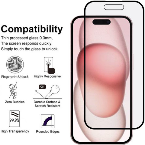 iKare Edge To Edge Tempered Glass for APPLE iPhone 15 iKare