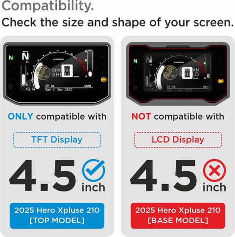 spartan shield Screen Guard for HERO XPULSE 210 Top Model TFT Digital  Display Speedometer Protector || Water Resistant || Xpulse210 Bike 9H