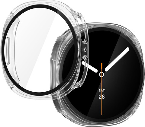 LNKART Screen Guard for Galaxy Watch Screen Protector Case 44mm Cover,  Scratch Resistant Tempered Glass Screen Protector Hard PC Bumper for