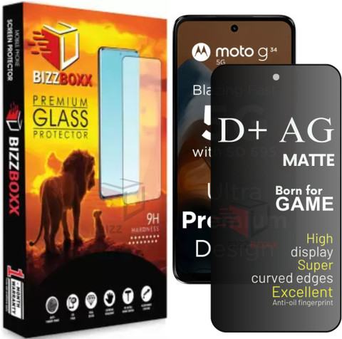 BizzBoxx Tempered Glass Guard for Motorola G34, Motorola G45, G 34 5G, G 45  5G, Moto G34, Moto G45, D+ AG Matte, temper glass, Matte temper glass,
