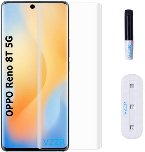 VZZR Tempered Glass Guard for OPPO Reno T 5G, OPPO Reno 8T 5G, OPPO Reno8  T5G, Reno 8t 5G UV Tempered Glass Advanced Borderless Design with