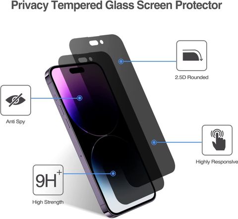 prozzile Tempered Glass Guard for Iphone 14 Pro, Privacy Screen
