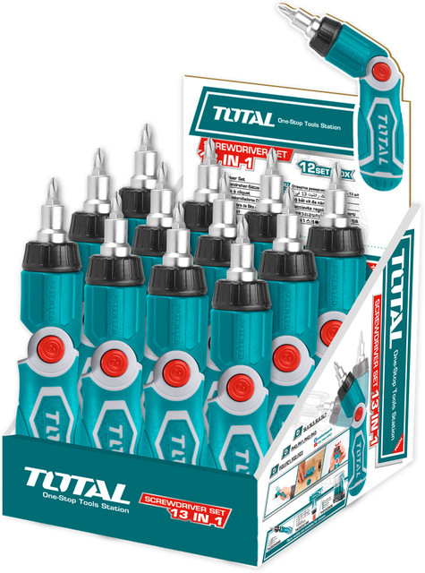 TOTAL 13 in 1 Ratchet Screwdriver Set With Folding Handle & 3