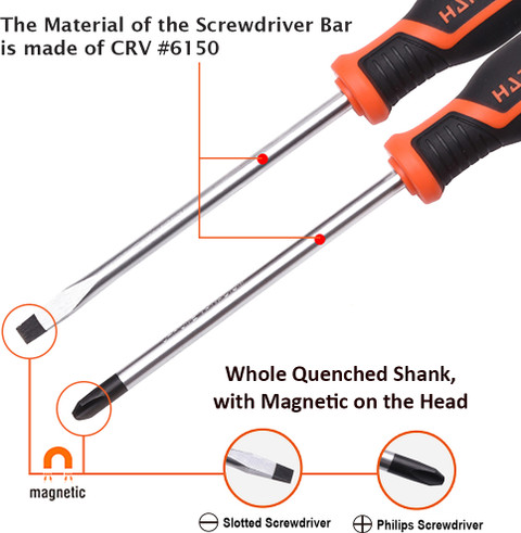 Harden 4 Pcs Magnetic Screwdriver Set (Slotted 3x100mm & 5x100mm