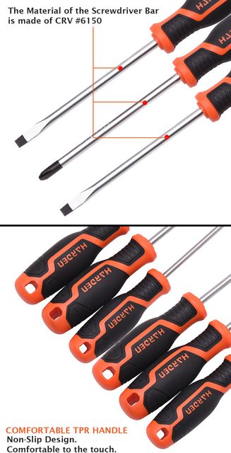 Harden 6 Pcs Magnetic Screwdriver Set - It Includes Slotted (3 Pcs
