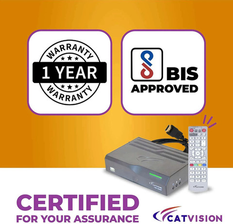 Catvision DD FreeDish DTH Non WiFi 115+ Free TV Channels HDMI+AV Cable  |BIS Media Streaming Device