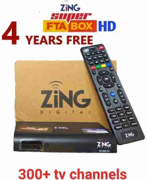 Sky Zing Super FTA Set Top Box 230+ Tv Channels Service (No Reacharge For  Years) Media Streaming Device
