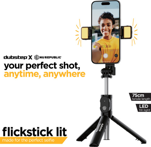 Dubstep Flickstick Lit Smart Selfie Stick with LED Fill Light