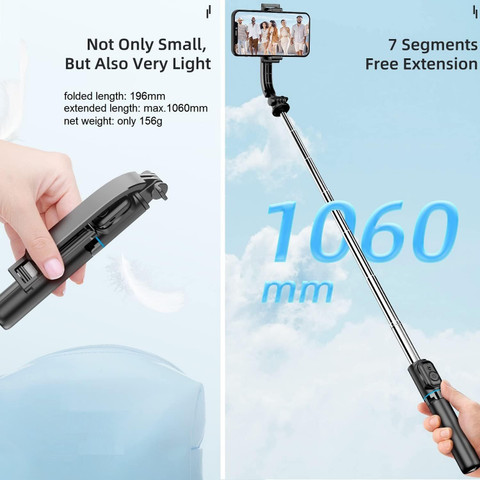 Hold up Extendable Selfie Stick with Wireless Bluetooth Remote 103cm Long  Selfie Stick, Detachable Mobile Holder, Adjustable, Compatible for All