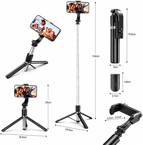 TheLazuliStore R1 Selfie Stick with Tripod for Travel, Vlogging & Mobile Photography Bluetooth Selfie Stick (Black, Remote Included) - Image 7