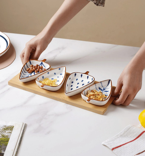 Nestasia Modern Leaf Platter Tray Serving Set