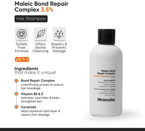 Minimalist Hair Shampoo for Dry,Damaged & Frizzy with 3.5%Maleic Bond Repair Complex (250 ml) - Image 8