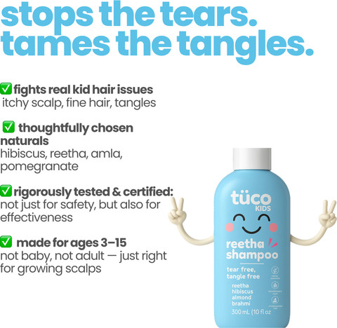 TuCo Intelligent Kids Mild Shampoo, with Soapnut, Hibiscus to moisturize  hair